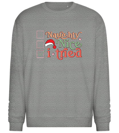 Naughty Nice Tried Design - Comfort Essential Unisex Sweater_ORION GREY II_front