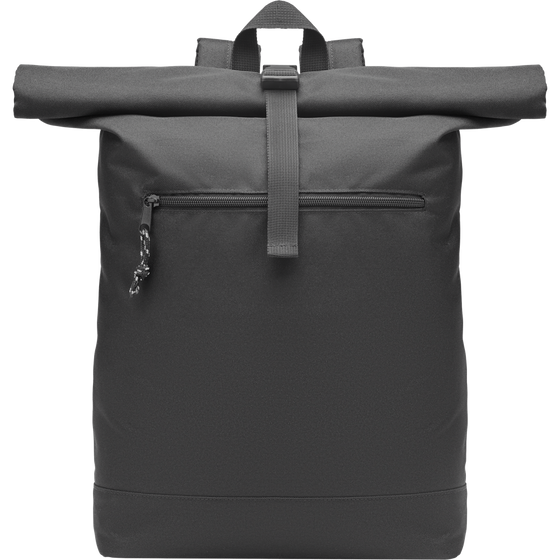 Rolltop RPET Backpack with Padded Back_BLACK_front