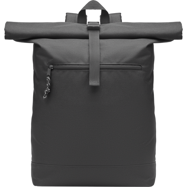 Rolltop RPET Backpack with Padded Back_BLACK_front