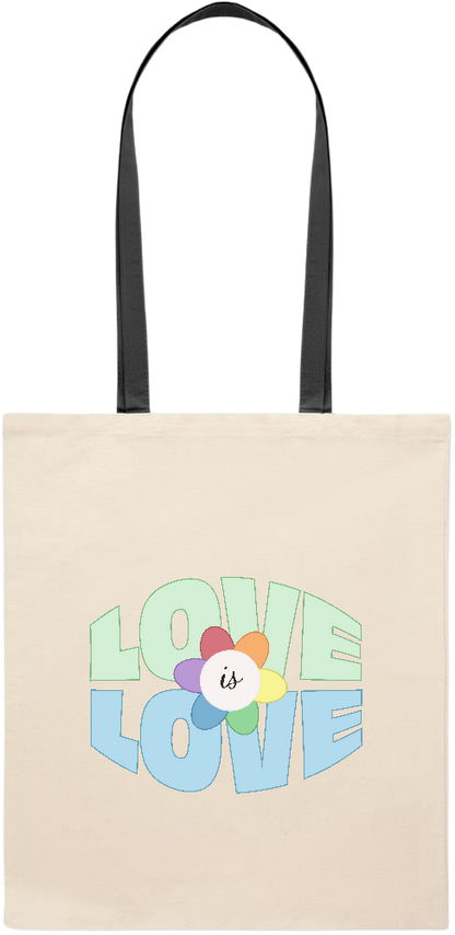 Love is Love Flower Design - Essential colored handle tote bag_BLACK_front