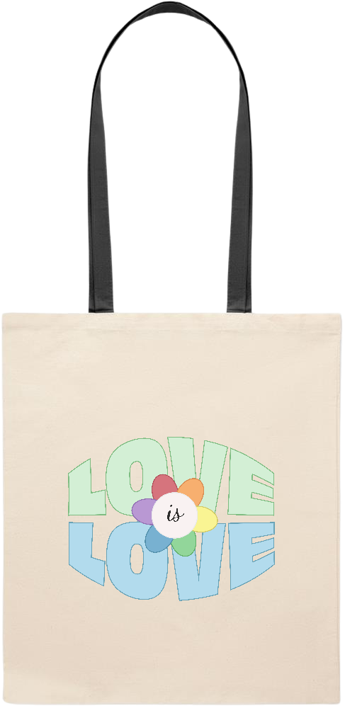 Love is Love Flower Design - Essential colored handle tote bag_BLACK_front