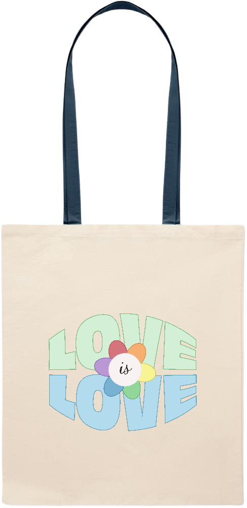 Love is Love Flower Design - Essential colored handle tote bag_BLUE_front