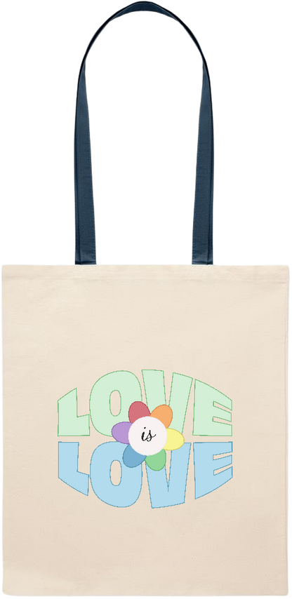 Love is Love Flower Design - Essential colored handle tote bag_BLUE_front