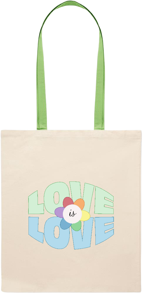 Love is Love Flower Design - Essential colored handle tote bag_LIME_front