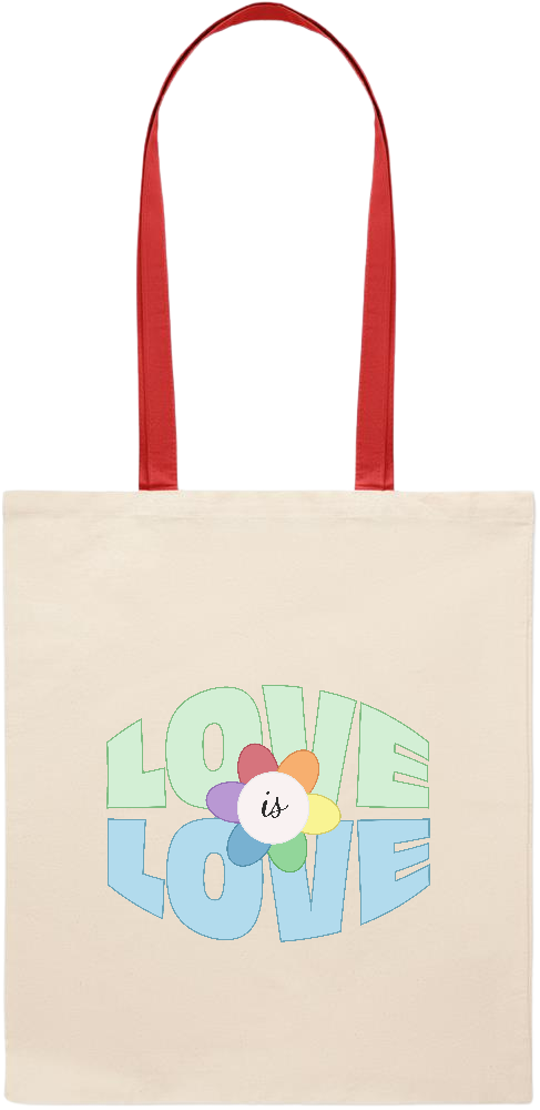 Love is Love Flower Design - Essential colored handle tote bag_RED_front