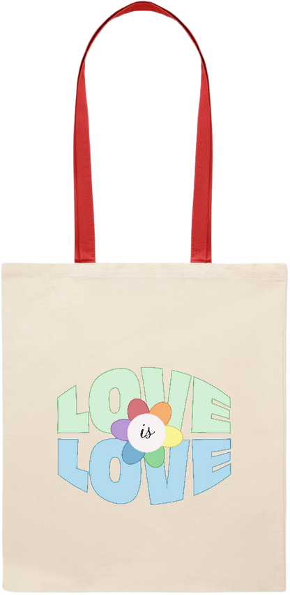 Love is Love Flower Design - Essential colored handle tote bag_RED_front