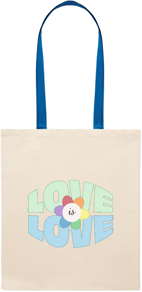 Love is Love Flower Design - Essential colored handle tote bag_ROYAL BLUE_front