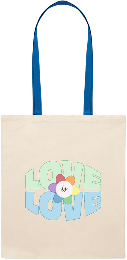 Love is Love Flower Design - Essential colored handle tote bag_ROYAL BLUE_front