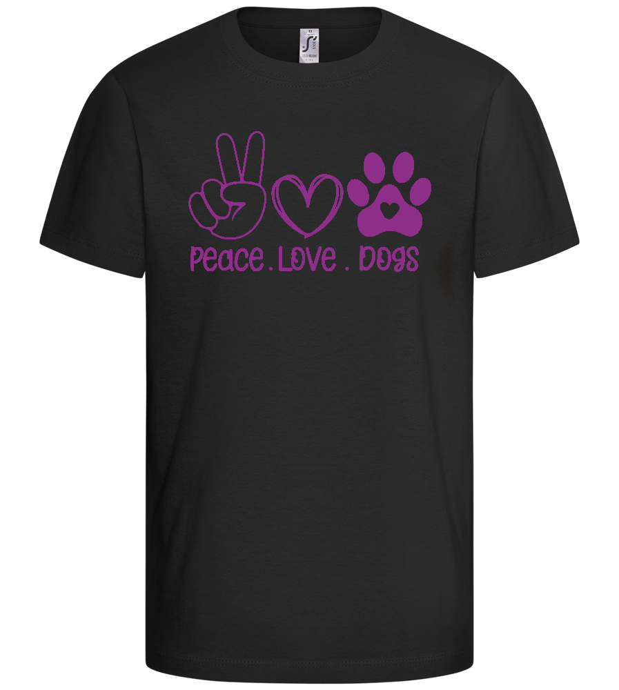 Peace Love Dogs Symbols Design - Comfort kids fitted t-shirt_DEEP BLACK_front