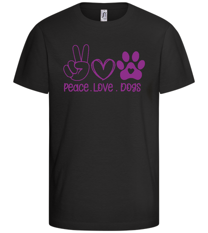 Peace Love Dogs Symbols Design - Comfort kids fitted t-shirt_DEEP BLACK_front