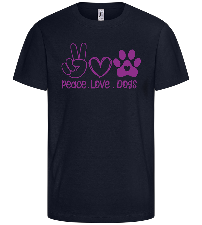 Peace Love Dogs Symbols Design - Comfort kids fitted t-shirt_FRENCH NAVY_front