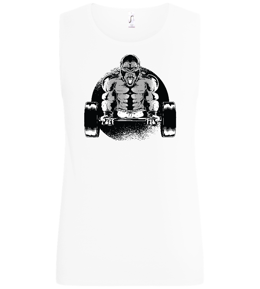 Gorilla Bicep Curling Design - Basic men's tank top_WHITE_front