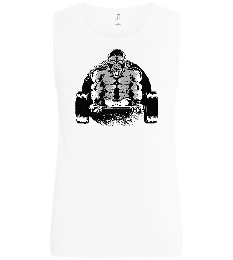 Gorilla Bicep Curling Design - Basic men's tank top_WHITE_front