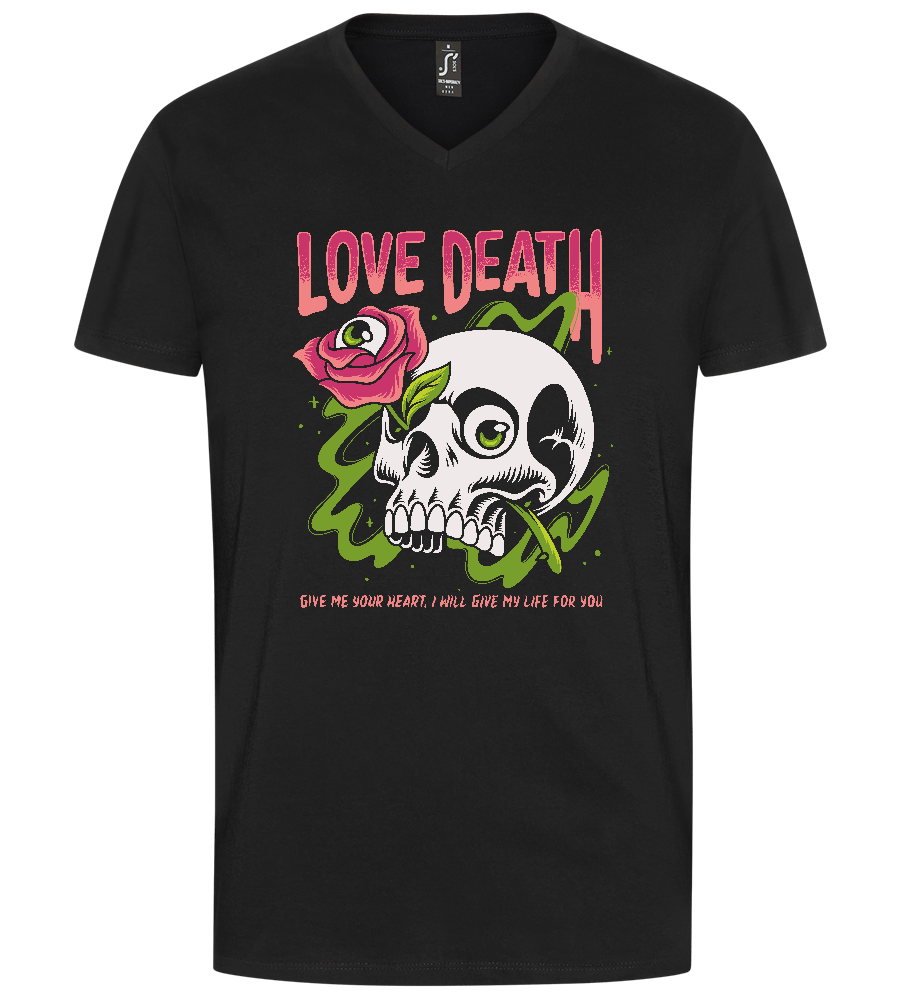 Skull Love Death Design - Premium men's v-neck t-shirt_DEEP BLACK_front