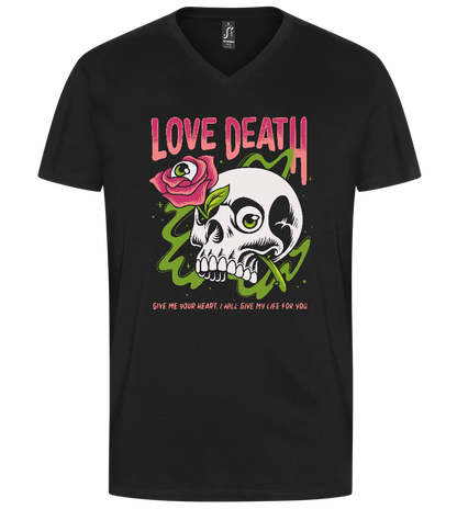 Skull Love Death Design - Premium men's v-neck t-shirt_DEEP BLACK_front