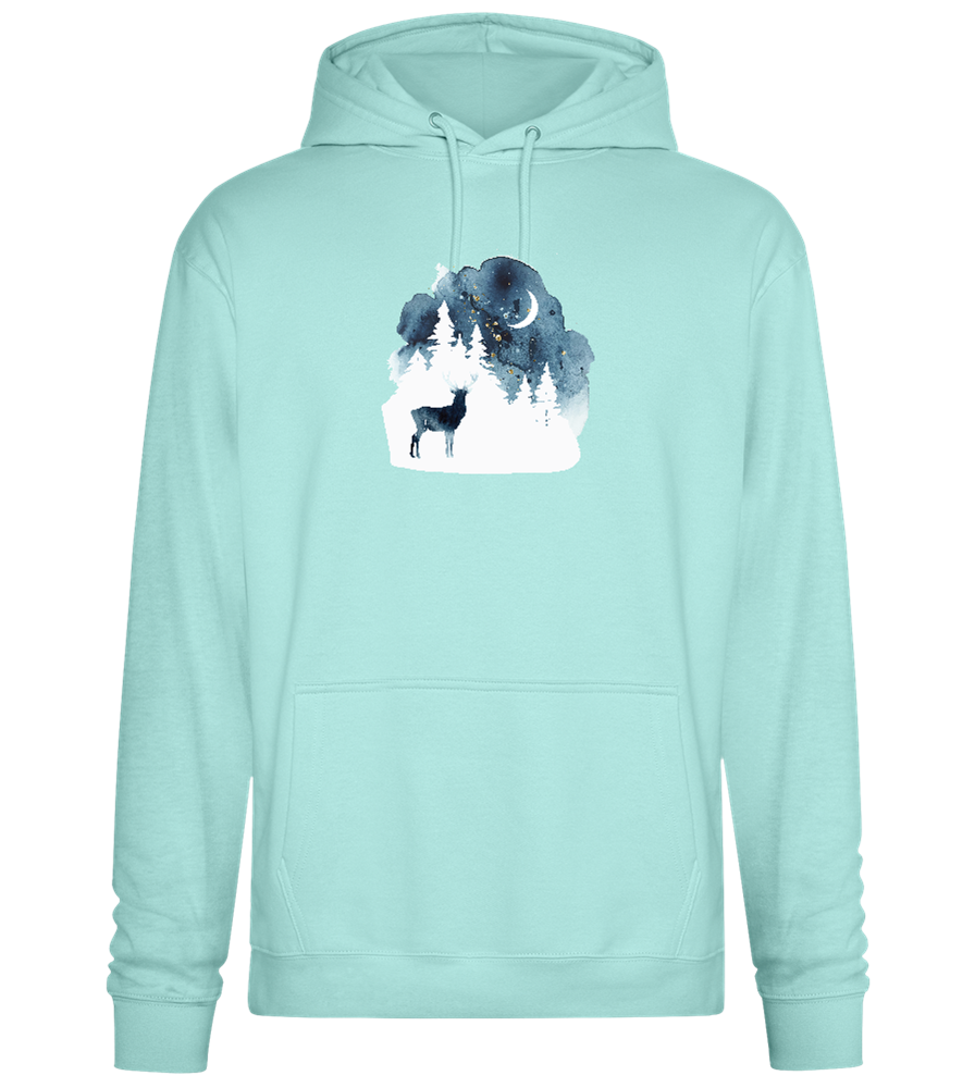 Watercolor Christmas Night Design - Premium Essential Unisex Hoodie_ARCTIC BLUE_front