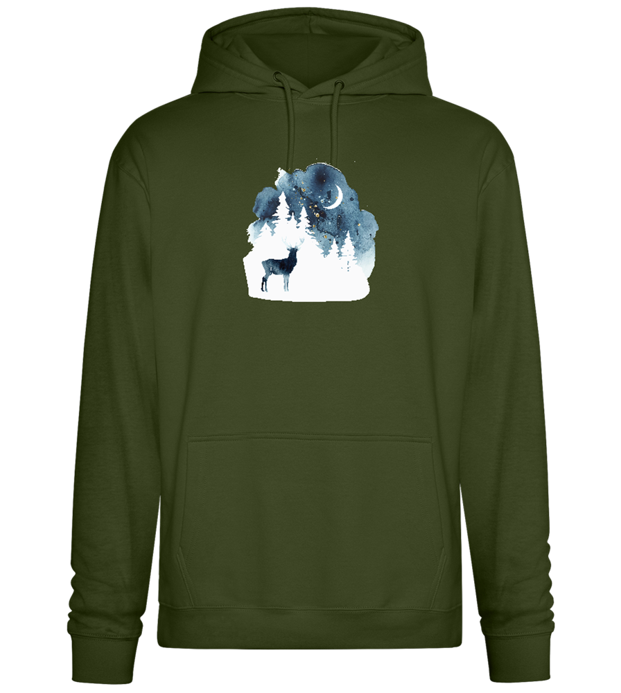 Watercolor Christmas Night Design - Premium Essential Unisex Hoodie_ARMY_front