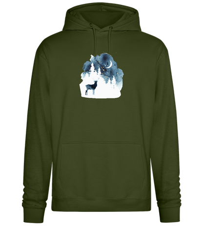 Watercolor Christmas Night Design - Premium Essential Unisex Hoodie_ARMY_front