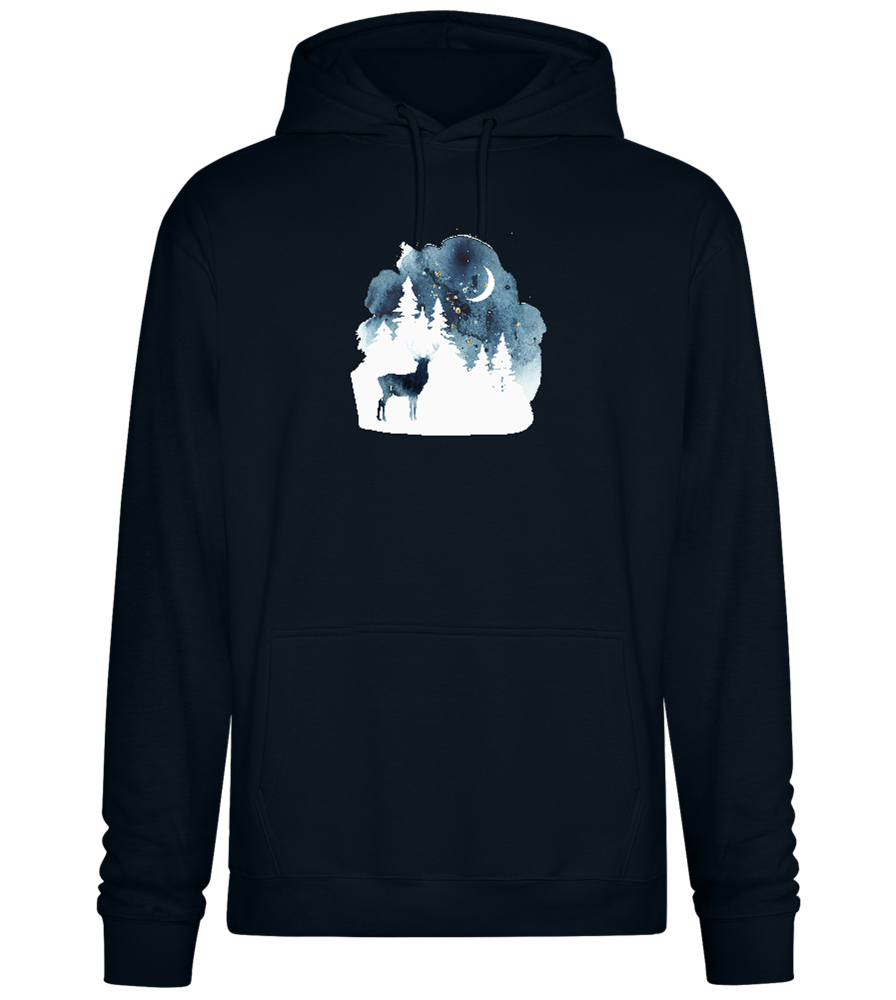 Watercolor Christmas Night Design - Premium Essential Unisex Hoodie_BLACK_front