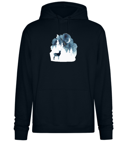 Watercolor Christmas Night Design - Premium Essential Unisex Hoodie_BLACK_front