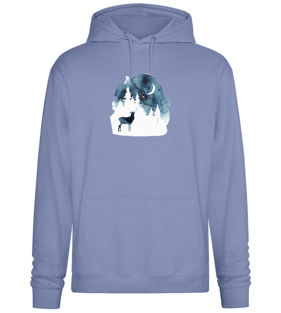 Watercolor Christmas Night Design - Premium Essential Unisex Hoodie_BLUE_front