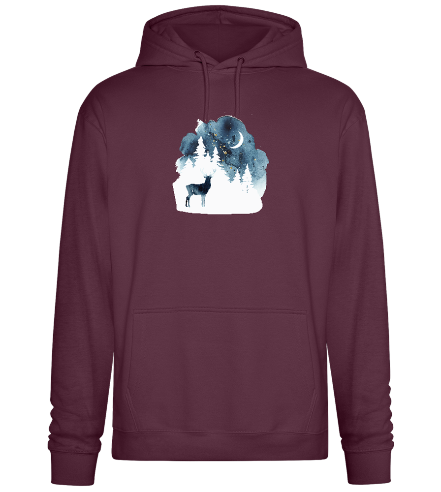 Watercolor Christmas Night Design - Premium Essential Unisex Hoodie_BORDEAUX_front