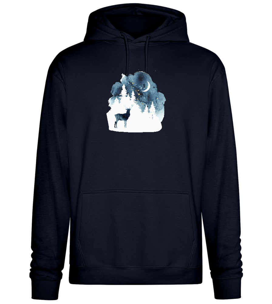 Watercolor Christmas Night Design - Premium Essential Unisex Hoodie_FRENCH NAVY_front