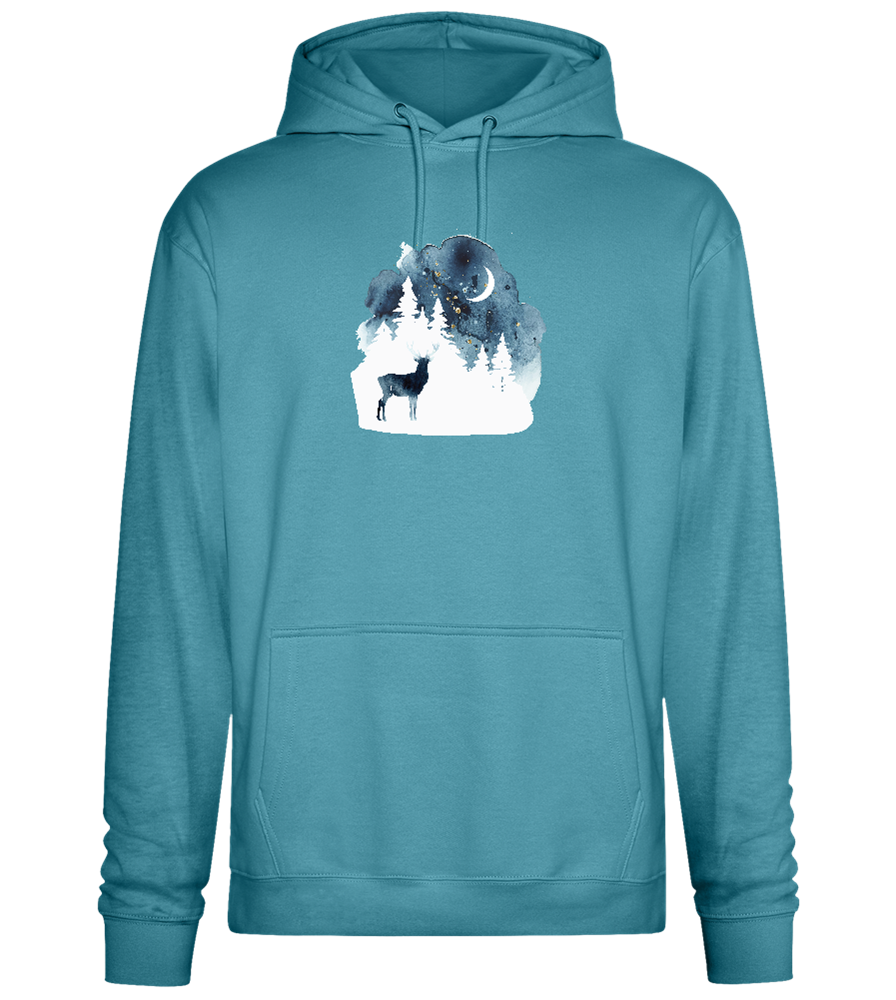 Watercolor Christmas Night Design - Premium Essential Unisex Hoodie_POOL BLUE_front