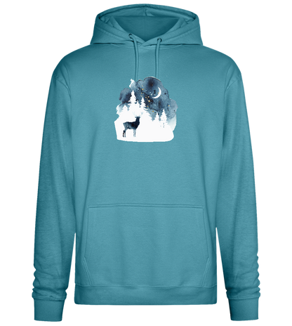 Watercolor Christmas Night Design - Premium Essential Unisex Hoodie_POOL BLUE_front