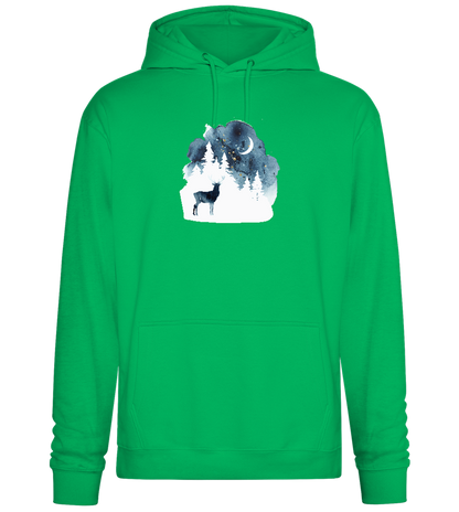 Watercolor Christmas Night Design - Premium Essential Unisex Hoodie_SPRING GREEN_front