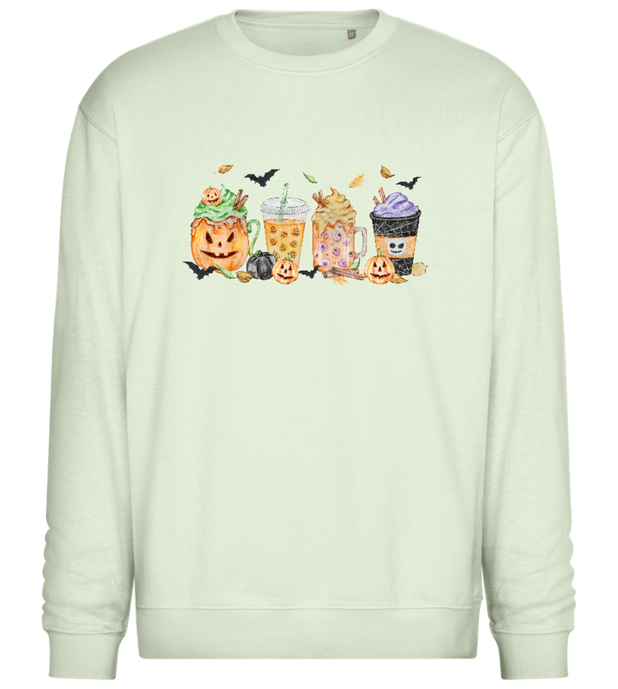 Halloween Themed Drinks Design - Comfort Essential Unisex Sweater_CREAMY GREEN_front