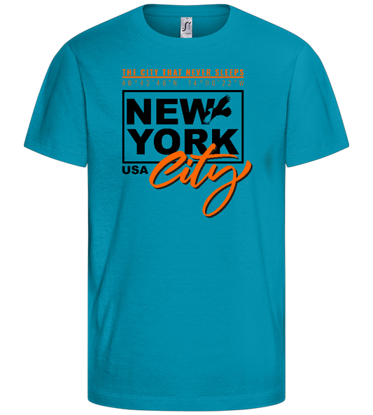 The City That Never Sleeps Design - Comfort kids fitted t-shirt_TURQUOISE_front