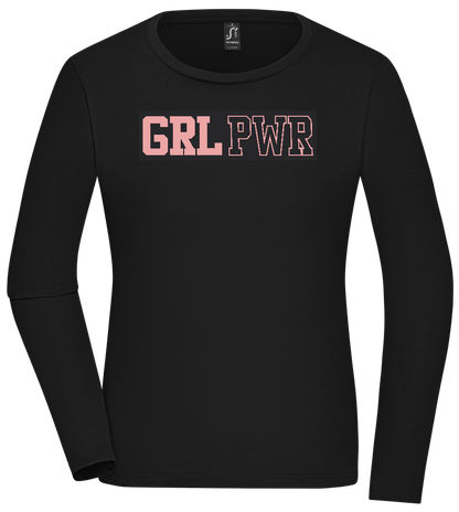 Girl Power 3 Design - Comfort women's long sleeve t-shirt_DEEP BLACK_front