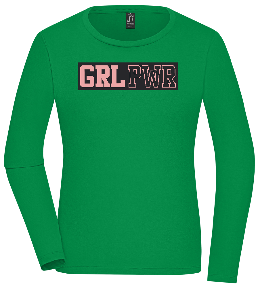 Girl Power 3 Design - Comfort women's long sleeve t-shirt_MEADOW GREEN_front