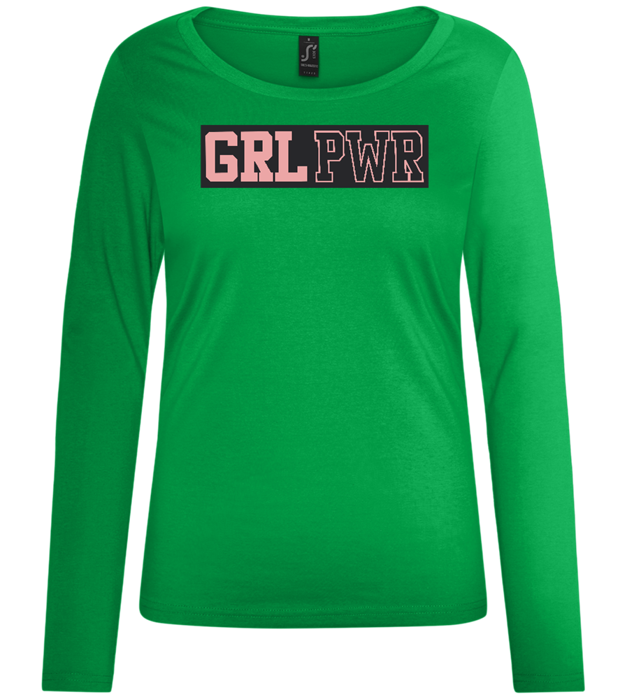 Girl Power 3 Design - Comfort women's long sleeve t-shirt_MEADOW GREEN_front