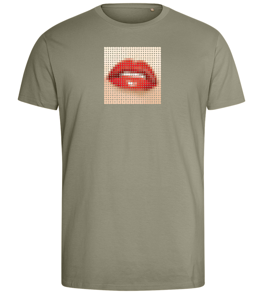 Polkadot Design - Comfort men's fitted t-shirt_KHAKI_front