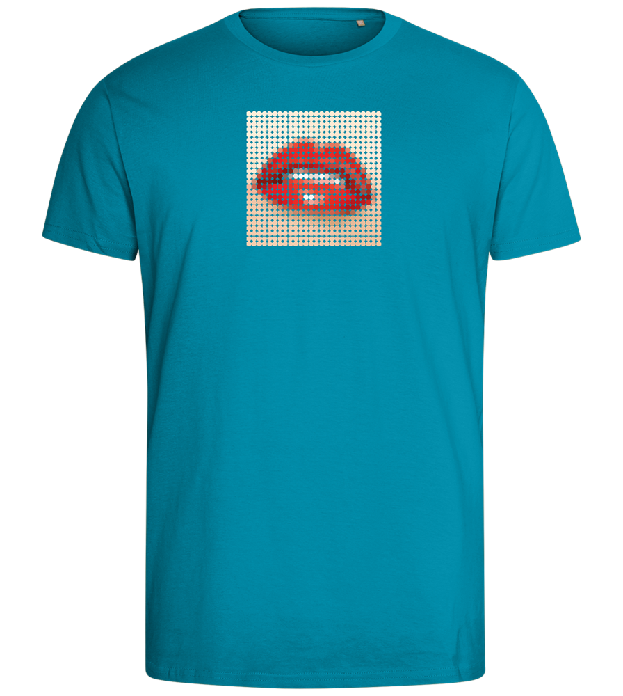 Polkadot Design - Comfort men's fitted t-shirt_TURQUOISE_front