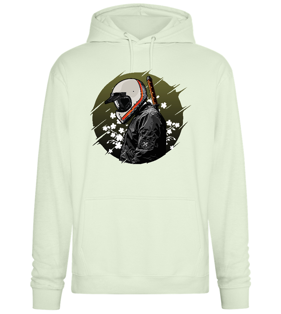 Samurai Bike Design - Premium Essential Unisex Hoodie_CREAMY GREEN_front