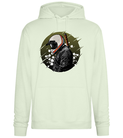 Samurai Bike Design - Premium Essential Unisex Hoodie_CREAMY GREEN_front