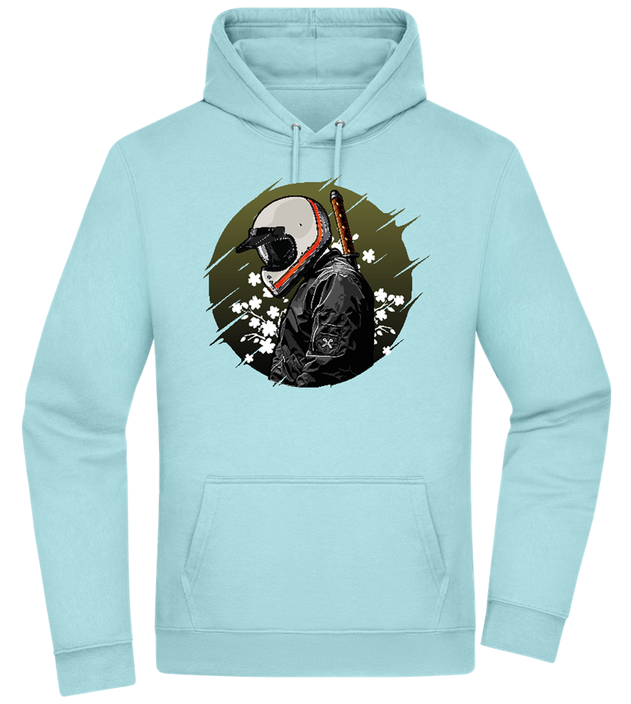 Samurai Bike Design - Premium Essential Unisex Hoodie_POOL BLUE_front