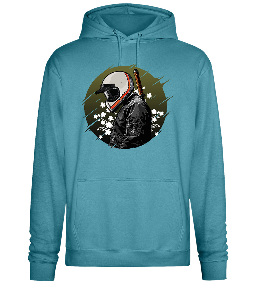 Samurai Bike Design - Premium Essential Unisex Hoodie_POOL BLUE_front