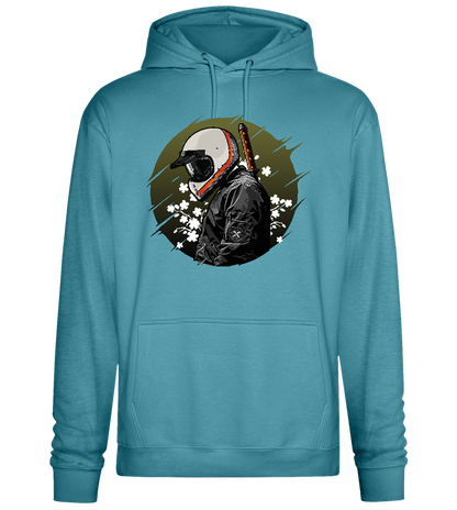 Samurai Bike Design - Premium Essential Unisex Hoodie_POOL BLUE_front