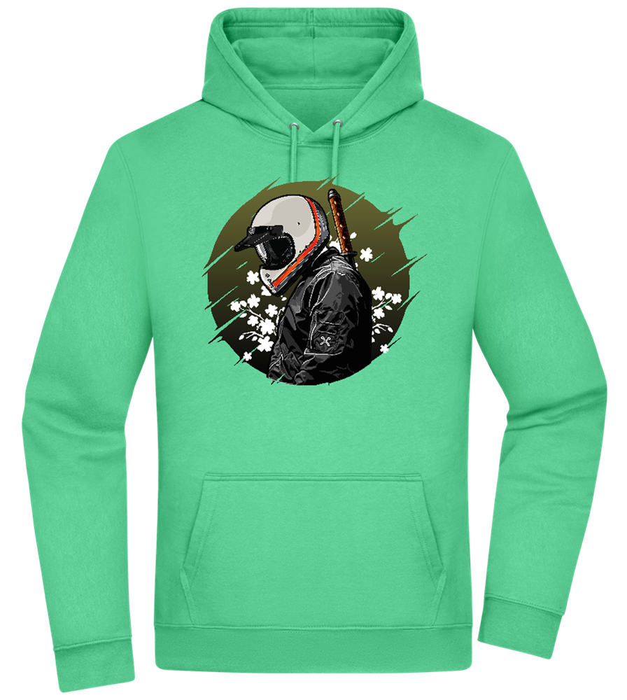 Samurai Bike Design - Premium Essential Unisex Hoodie_SPRING GREEN_front