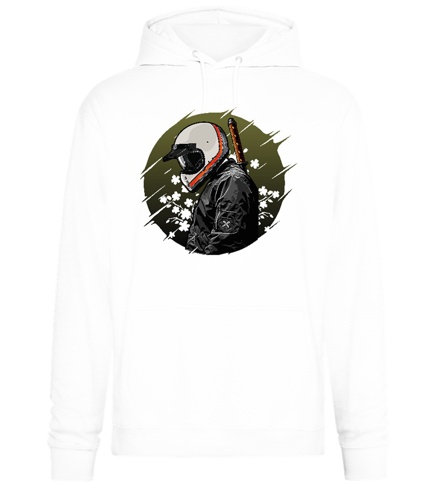 Samurai Bike Design - Premium Essential Unisex Hoodie_WHITE_front