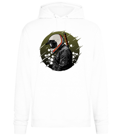 Samurai Bike Design - Premium Essential Unisex Hoodie_WHITE_front