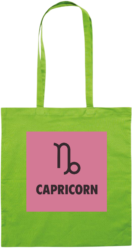 Zodiac Capricorn Design - Premium colored cotton tote bag_LIME_front