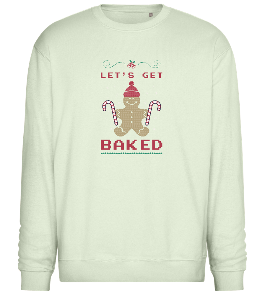 Let's Get Baked Design - Comfort Essential Unisex Sweater_CREAMY GREEN_front