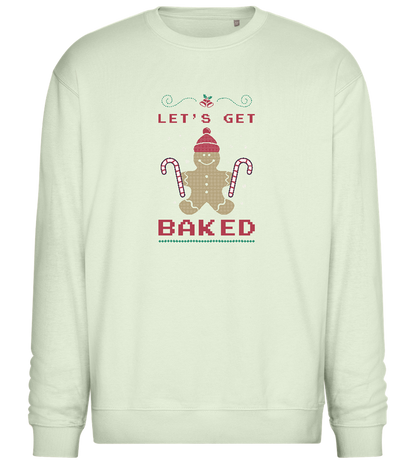 Let's Get Baked Design - Comfort Essential Unisex Sweater_CREAMY GREEN_front