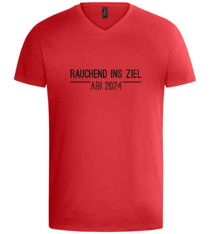 Rauchend Ins Ziel Design - Basic men's v-neck t-shirt_RED_front