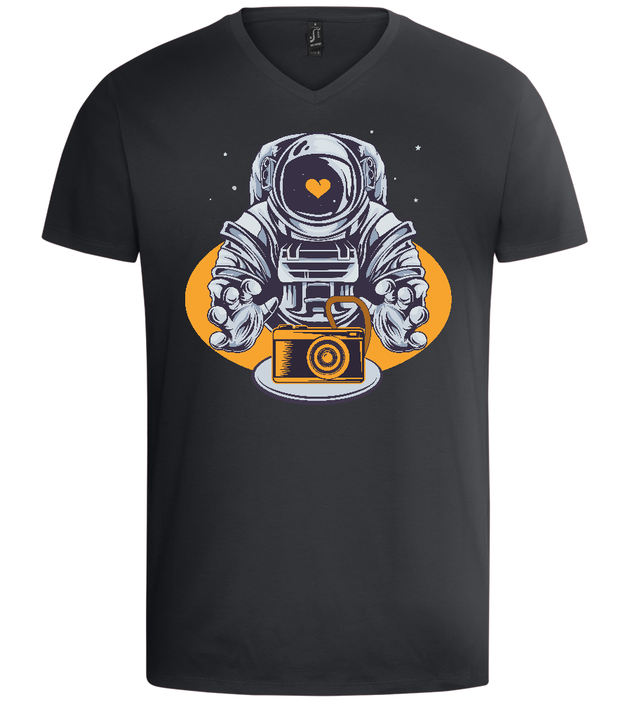 Spaceman Camera Design - Basic men's v-neck t-shirt_DARK GRAY_front